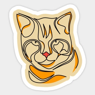 One line Orange cat Sticker